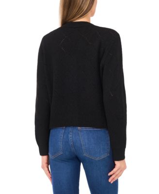 Women's Flower Embroidery Long-Sleeve Cardigan Sweater