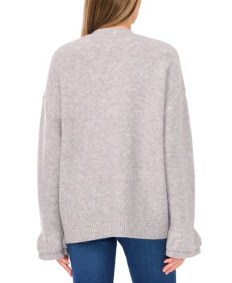 Women's V-Neck Ruffle Cuff Cardigan Sweater