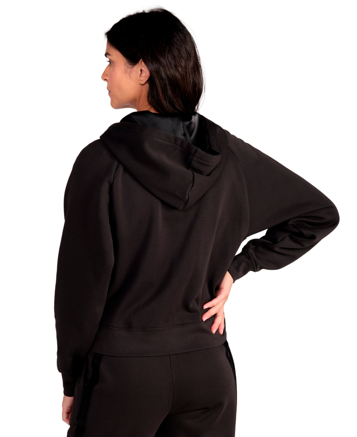 Puma Women's Elevated Satin Full-zip Fleece Hoodie In Black
