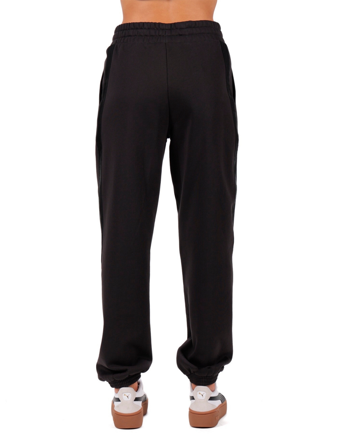 Puma Women's Essential Elevated Satin Regular Fit Sweatpants In Black