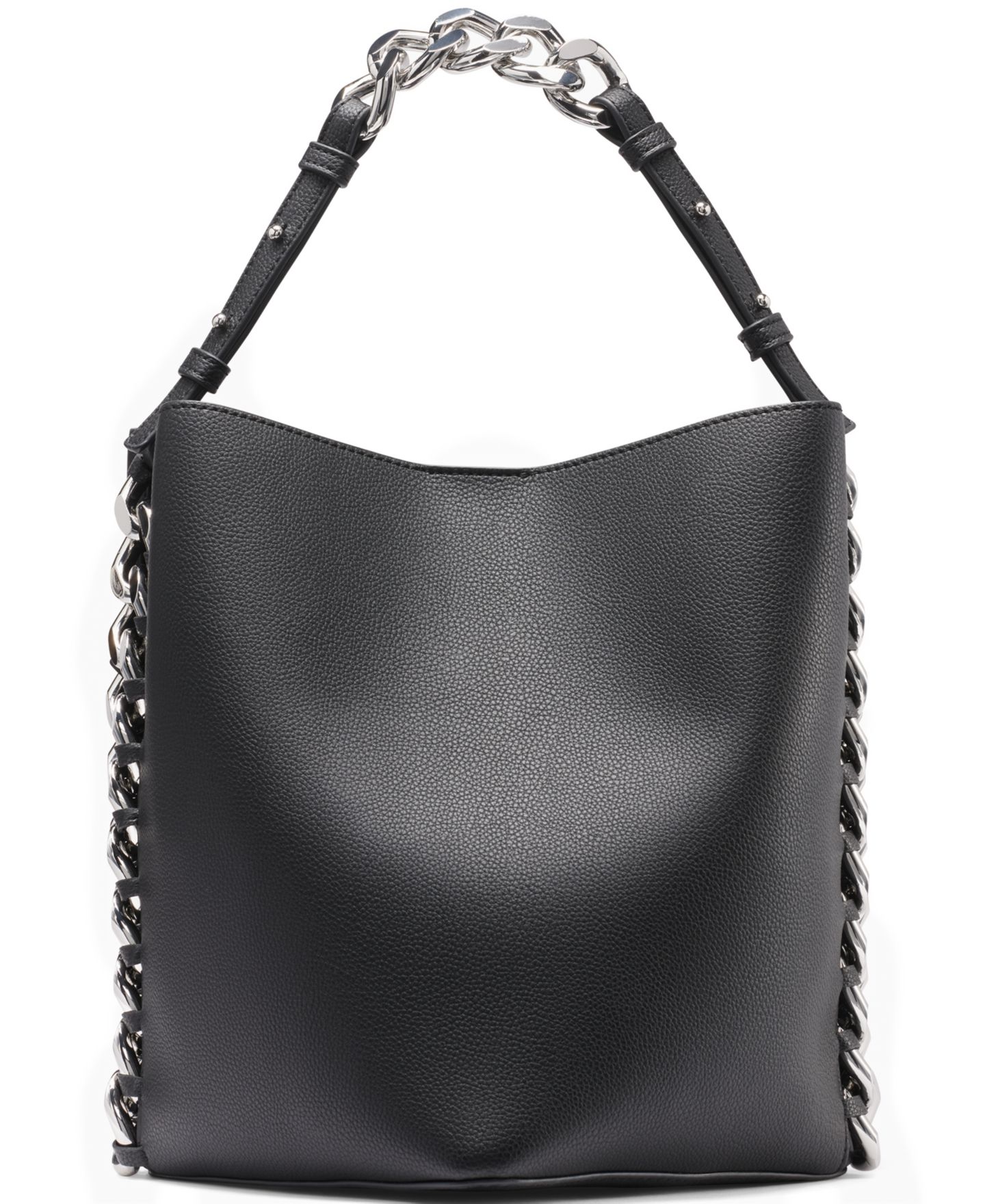 Женская сумка DKNY Riona Medium Bucket, цвет: Чёрный / Серебряный — фото 4
