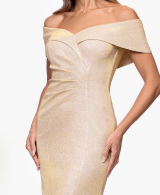 XSCAPE Women's Galaxy Off-The-Shoulder Glitter Dress - Macy's