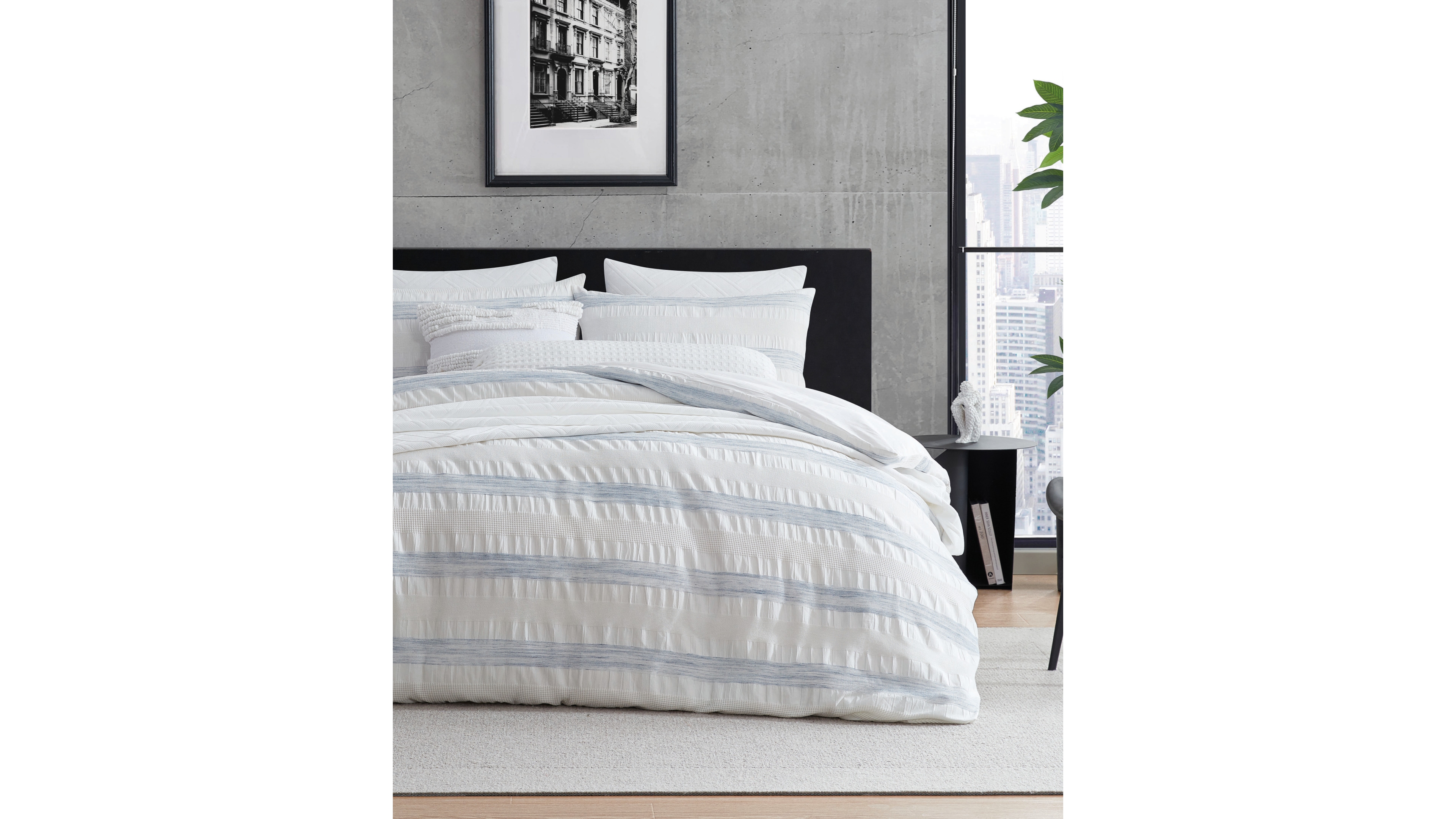 Dkny Waffle Stripe 3-Pc. Duvet Set, Full/Queen