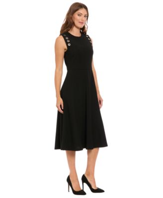 Women's Fit And Flare Grommet Detailed Midi Dress
