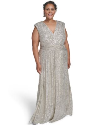 Eliza J - Plus Size Social-Sequin V-Neck Dress