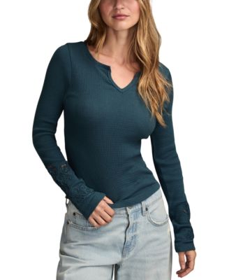 Women's Cutwork Notch Neck Top