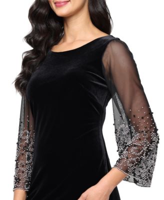 Women's Boat Neck Stretch Velvet Short Dress