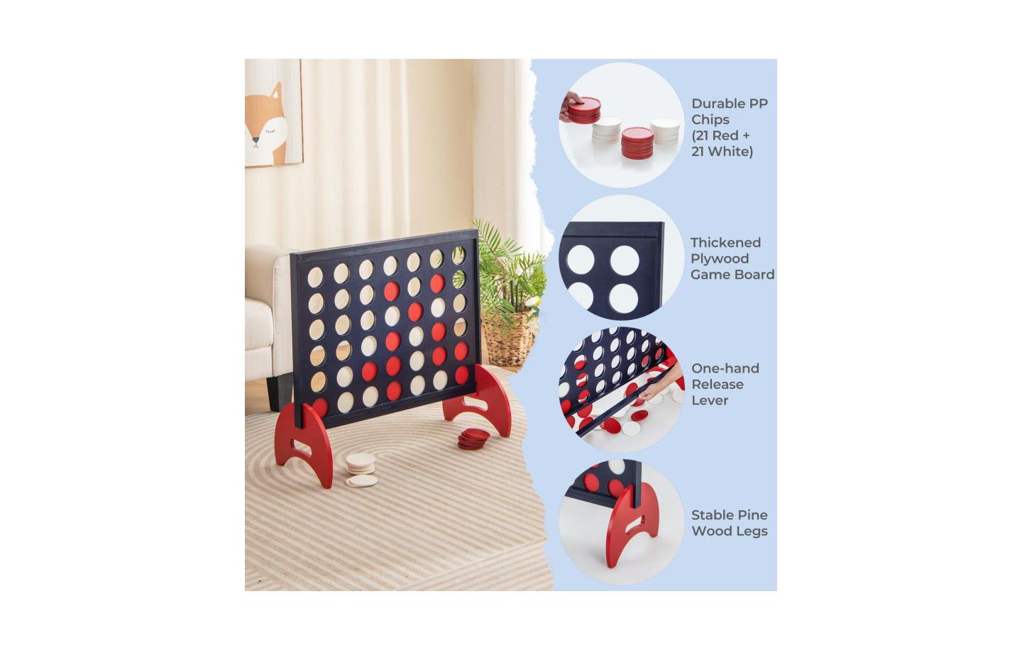 Детские игрушки Boyel Living Giant 4-in-a-row Game Set Wooden Jumbo 4-to-Score Game with Carrying Bag, цвет: Синий — фото 9