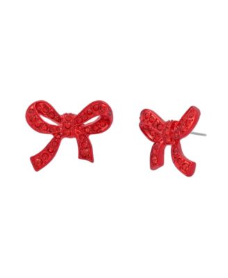 Faux Stone Love Spell Pav&eacute; Bow Stud Earrings
