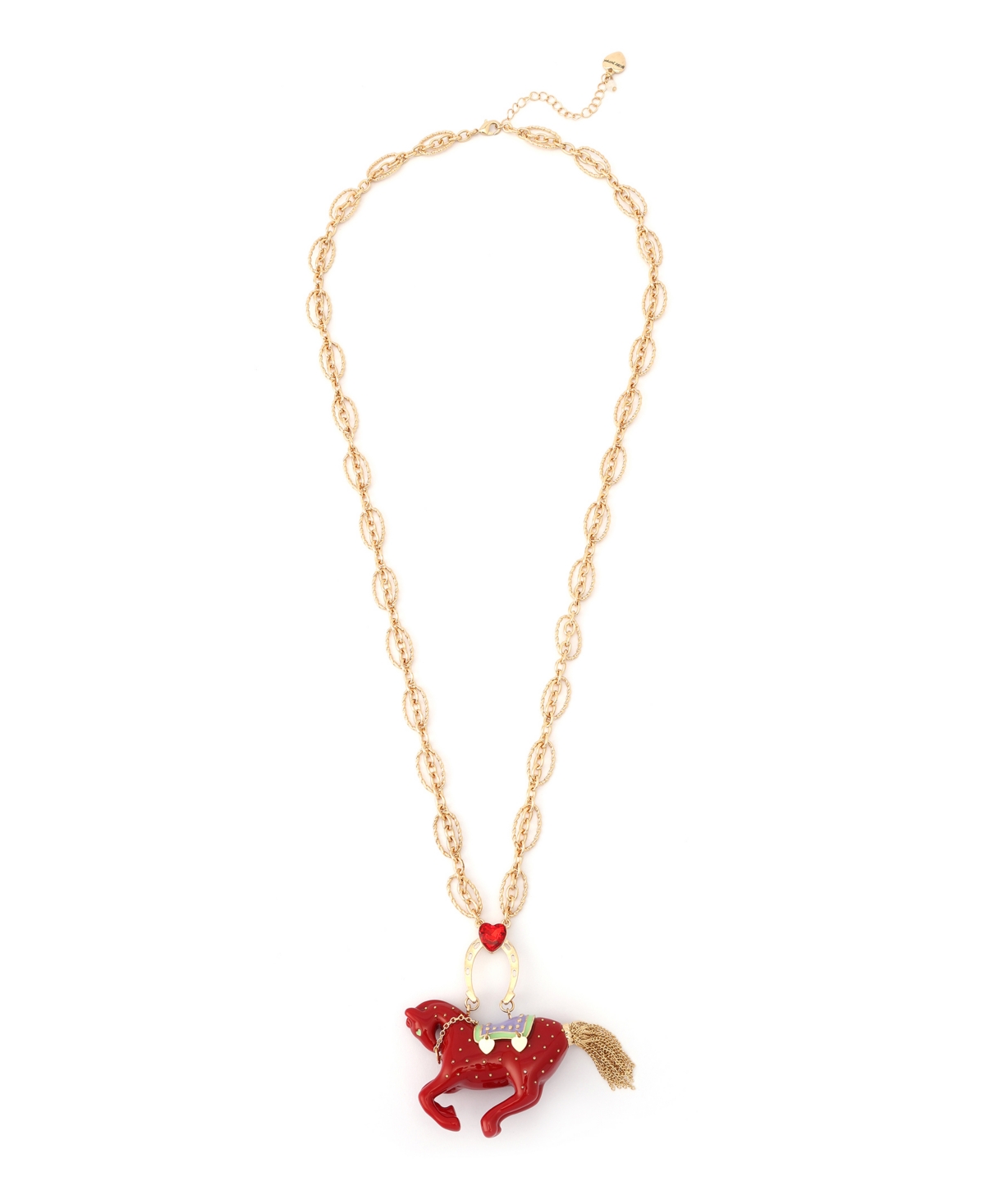 Betsey Johnson Faux Stone Horse Pendant Necklace