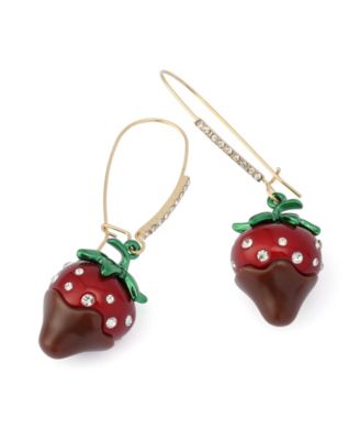 Faux Stone Love Spell Chocolate Strawberry Dangle Earrings
