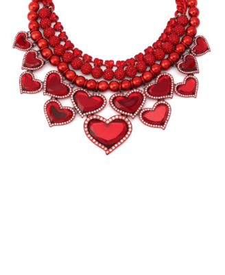 Faux Stone Love Spell Heart Layered Bib Necklace