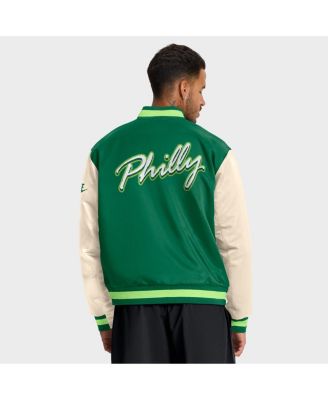 Men's Kelly Green/Cream Philadelphia Eagles Rewind Legacy Full-Snap Bomber Jacket