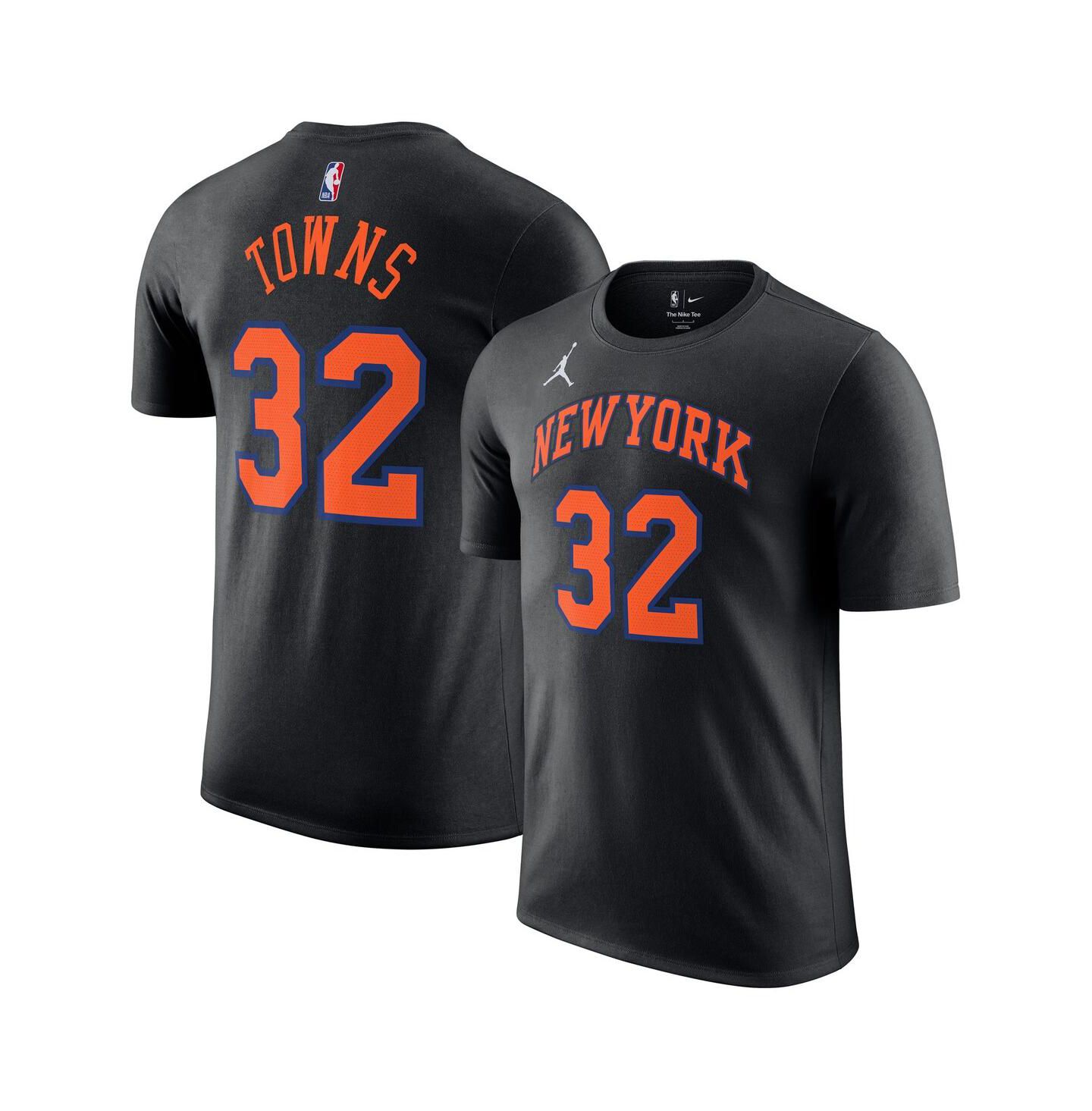 Футболка Jordan Karl-Anthony Towns Black New York Knicks Name & Number — фото 1