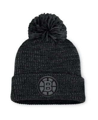 Women's Black Boston Bruins Authentic Pro Road Cuffed Knit Hat with Pom