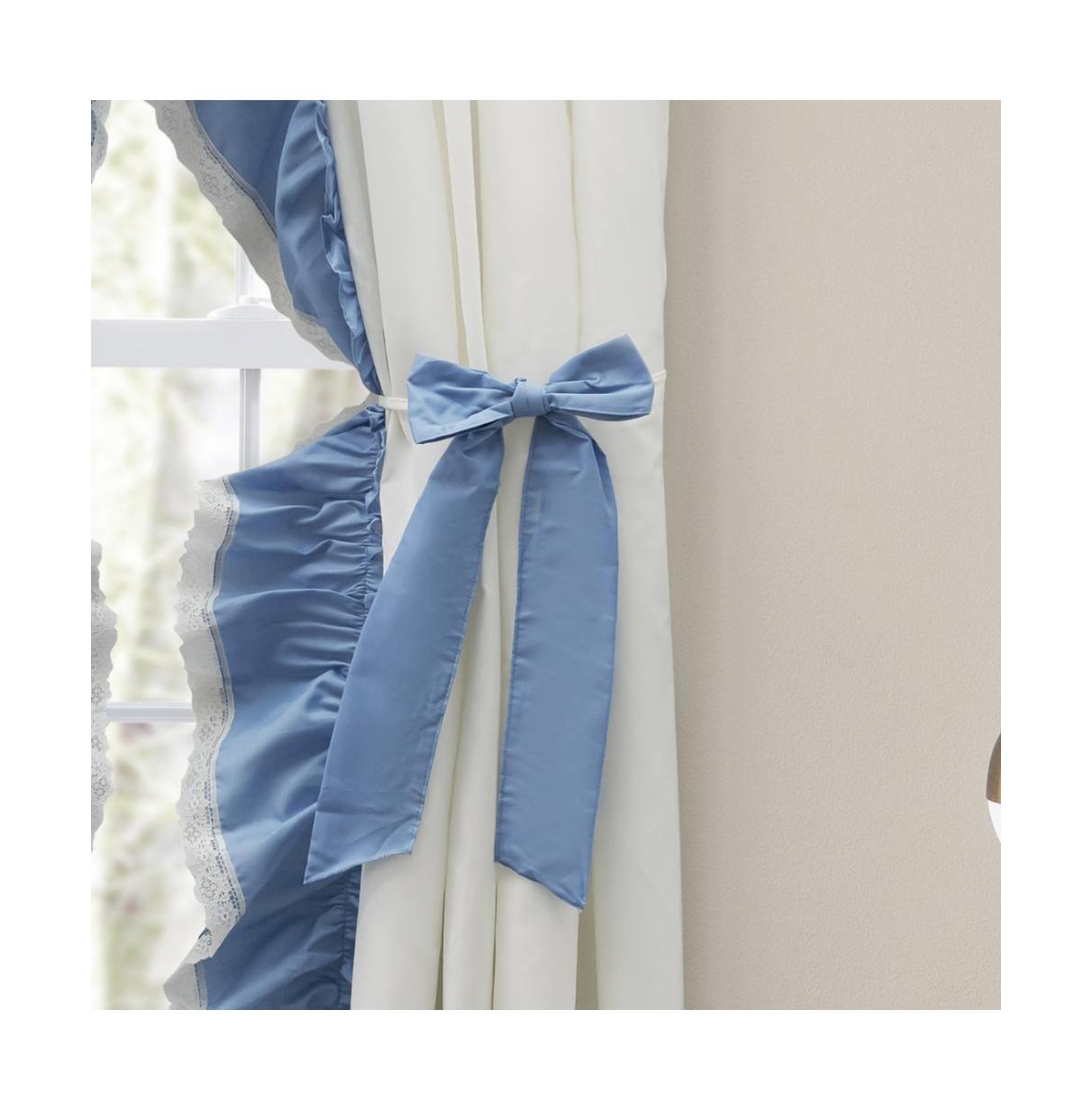 Ellis Curtain Madelyn Ruffled Victorian Priscillas 1.5" Rod Pocket Curtain Panel 100" x 63" Slate