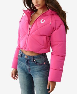 Women's High Shine Foil Hooded Puffer Jacket