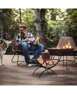 19 Inch Folding Fireplace Log Rack with Convenient Handle
