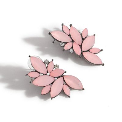 Women's Pink Embellished Cluster Stud Earrings