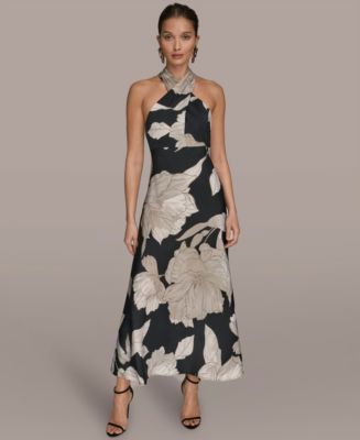 slim fit dress slacks Linen Blend Halter Midi Dress | Fit and Flare