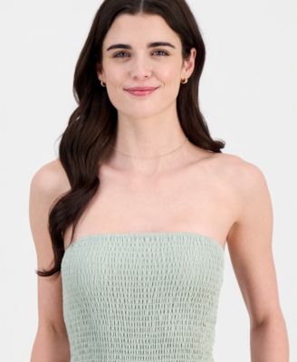 Juniors' Smocked Strapless Jumpsuit