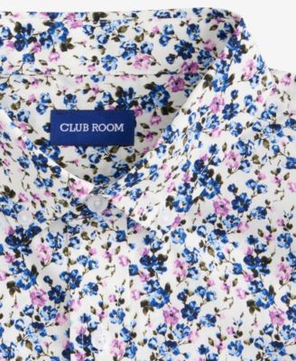 Men's Indigo Floral Poplin Short-Sleeve Shirt