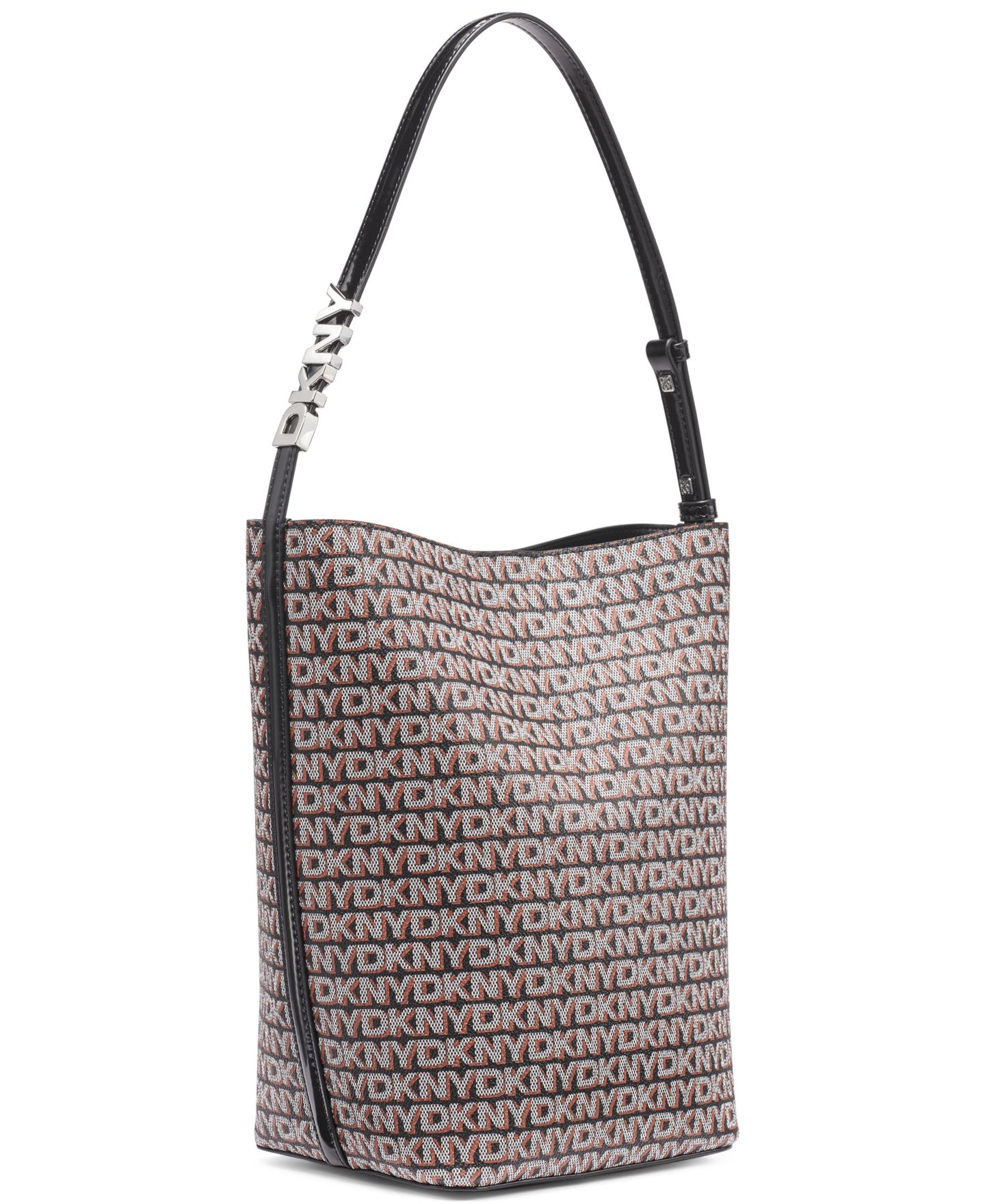 Женская сумка DKNY Avril Small Logo Bucket, цвет: Чёрный / Седельно-коричневый — фото 3