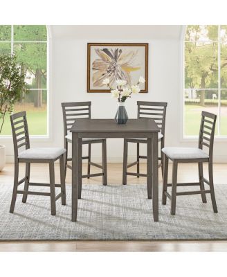 5-Piece Counter Height Dining Table and Chairs Set, Bar Table with Upholstered Stools for Kitchen or Apartment