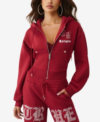 Women's Crystal Cropped Zip Hoodie
