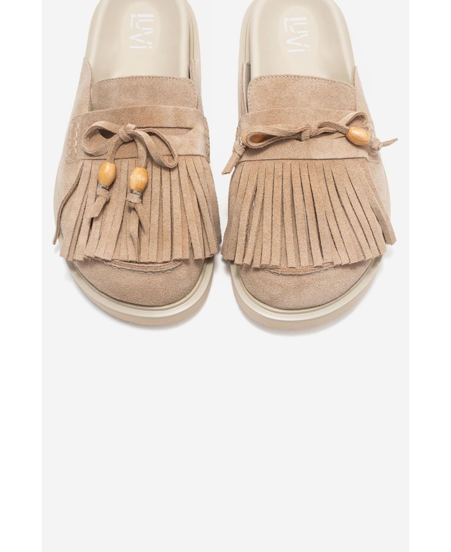 Женские сабо Forever & Always Shoes Carol Tassel Leather Mule, цвет: Бежевый замшевый кожаный — фото 3
