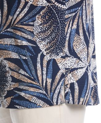 Men's Big & Tall Pointillism Tropical Print Button-Down Shirt