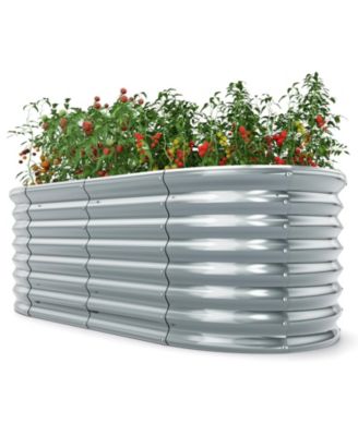 5 x 3 x 2 Ft Metal Oval Raised Garden Bed with Open Bottom Design