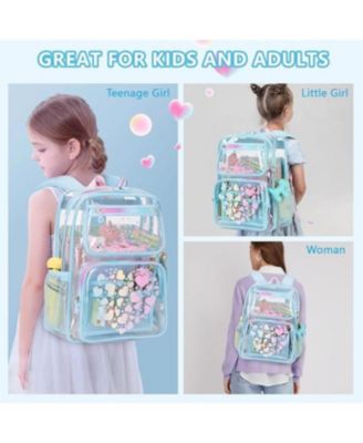 Clear Backpack for School Girls, Heavy Duty TPU Transparent Backpack Stadium Events Approved, Clear Bookbag