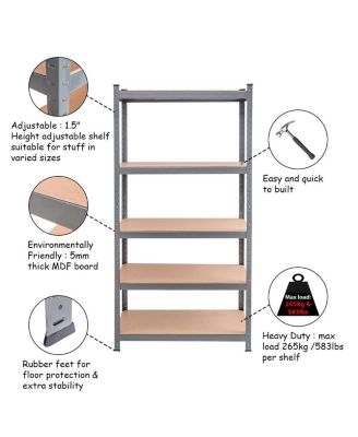 71 inch Heavy Duty Steel Adjustable 5 Level Storage Shelves