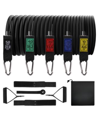 Resistance Exercise Bands Set Up to 150lb with Door Anchor and Handles Black