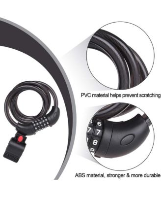 Bike Lock, 5.6 Ft Bicycle Cable, High Security 5 Digit Resettable Combination Coiling Bike Lock, Ultra-Strong Anti Theft Cable with Bracket