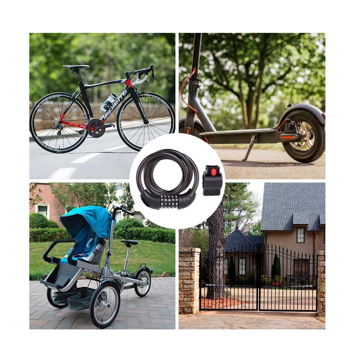 Batfox Bike Lock, 5.6 Ft Bicycle Cable, High Security 5 Digit Resettable Combination Coiling Ultra-Strong Anti Theft Cable with Bracket