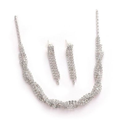 Women's Silver Embellished Twist Jewellery Set