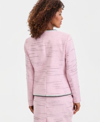 Women's Tweed Four-Pocket Open-Front Jacket