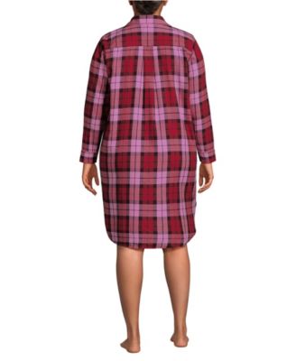 Plus Size Flannel Long Sleeve Sleepshirt Nightgown