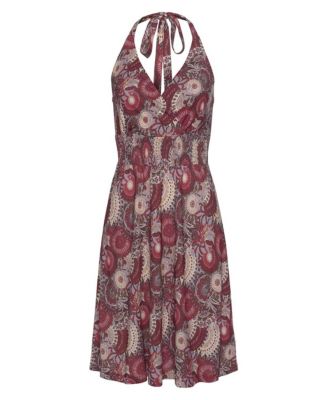 Women's Printed V-Neckline Tie Halter Dress
