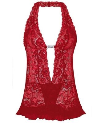 Women's Plunge Halter Lace Teddy