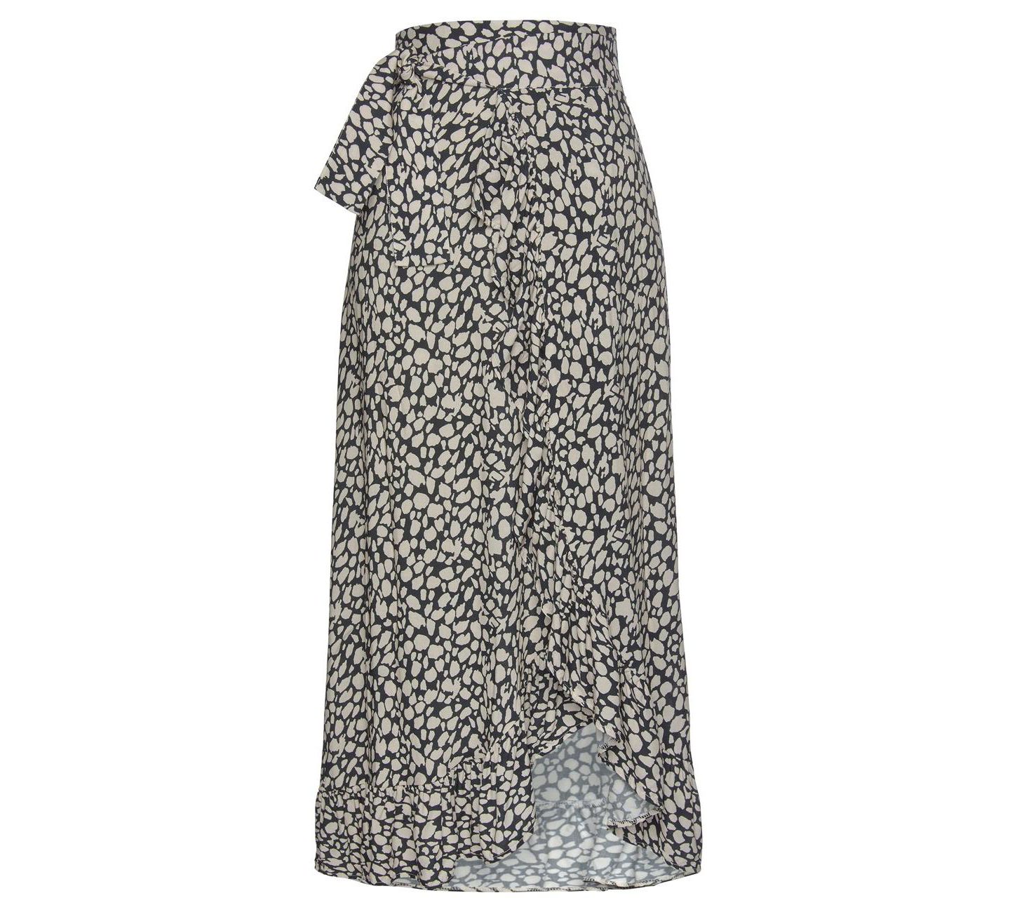 Женская юбка Lascana Viscose Printed Convertible Maxi Ruffle-Trim, цвет: Чёрный / Бежевый — фото 3