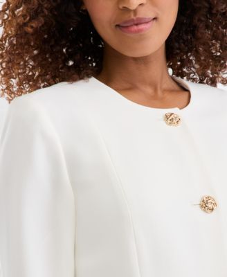 Women's Stretch Crepe Three-Button Seamed-Waist Jacket