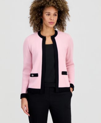 Women's Waffle-Knit Kissing-Front Jacket, Regular & Petite