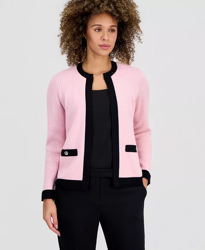 Women's Waffle-Knit Kissing-Front Jacket, Regular & Petite - thumbnail 7