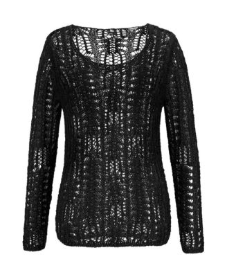 Women's Scoop Neck Open Knit Pullover Sweater