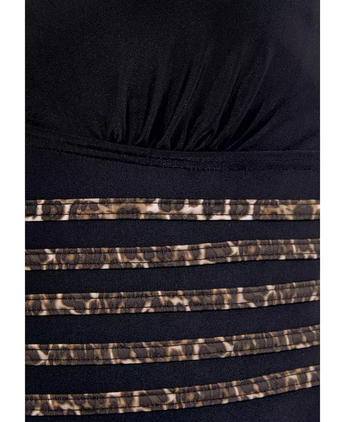 Women's Animal Print Trim Tummy Control One-Piece Swimsuit - thumbnail 4