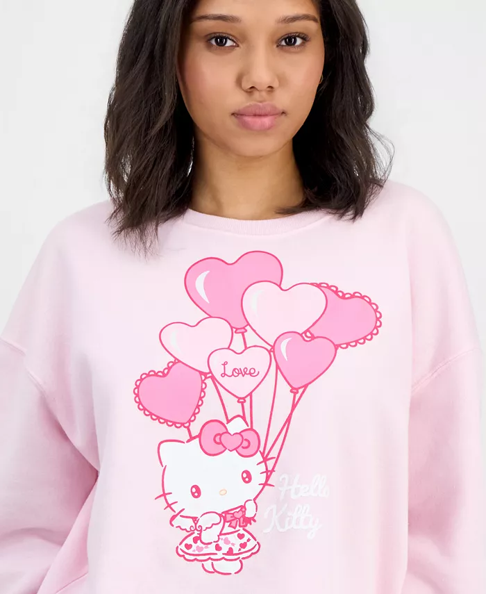 Juniors' Hello Kitty Balloon Valentine's Day Fleece Sweatshirt - thumbnail 3