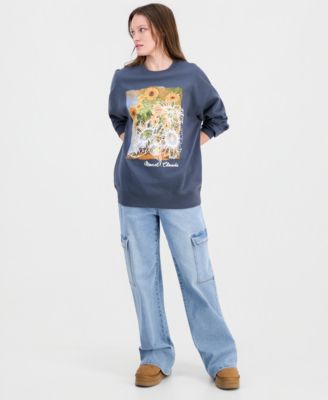 Juniors' Sunflower Crewneck Sweatshirt